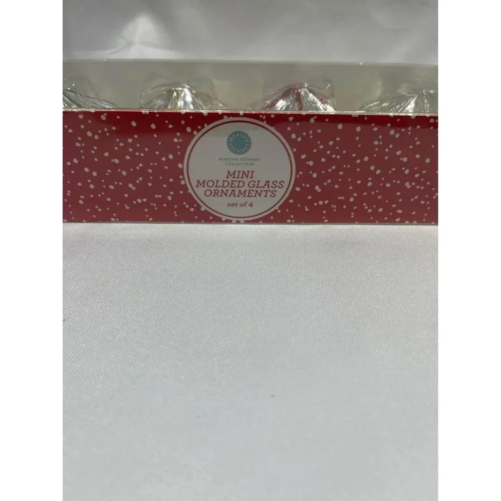 Brand New Martha Stewart Collection 4 Pack Mini Molded Glass Ornaments